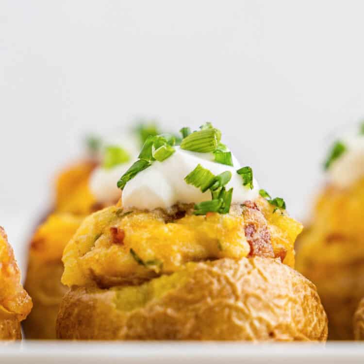 Mini Twice Baked Potatoes Loaded with Sour Cream and Chives