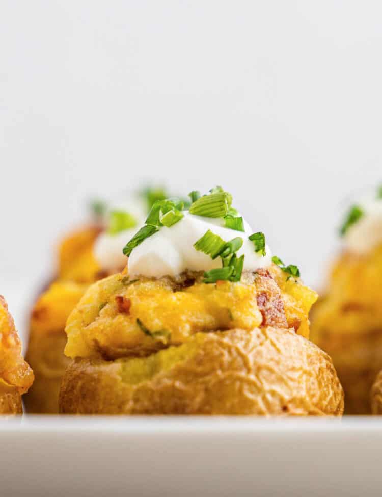 Mini Twice Baked Potatoes Loaded with Sour Cream and Chives