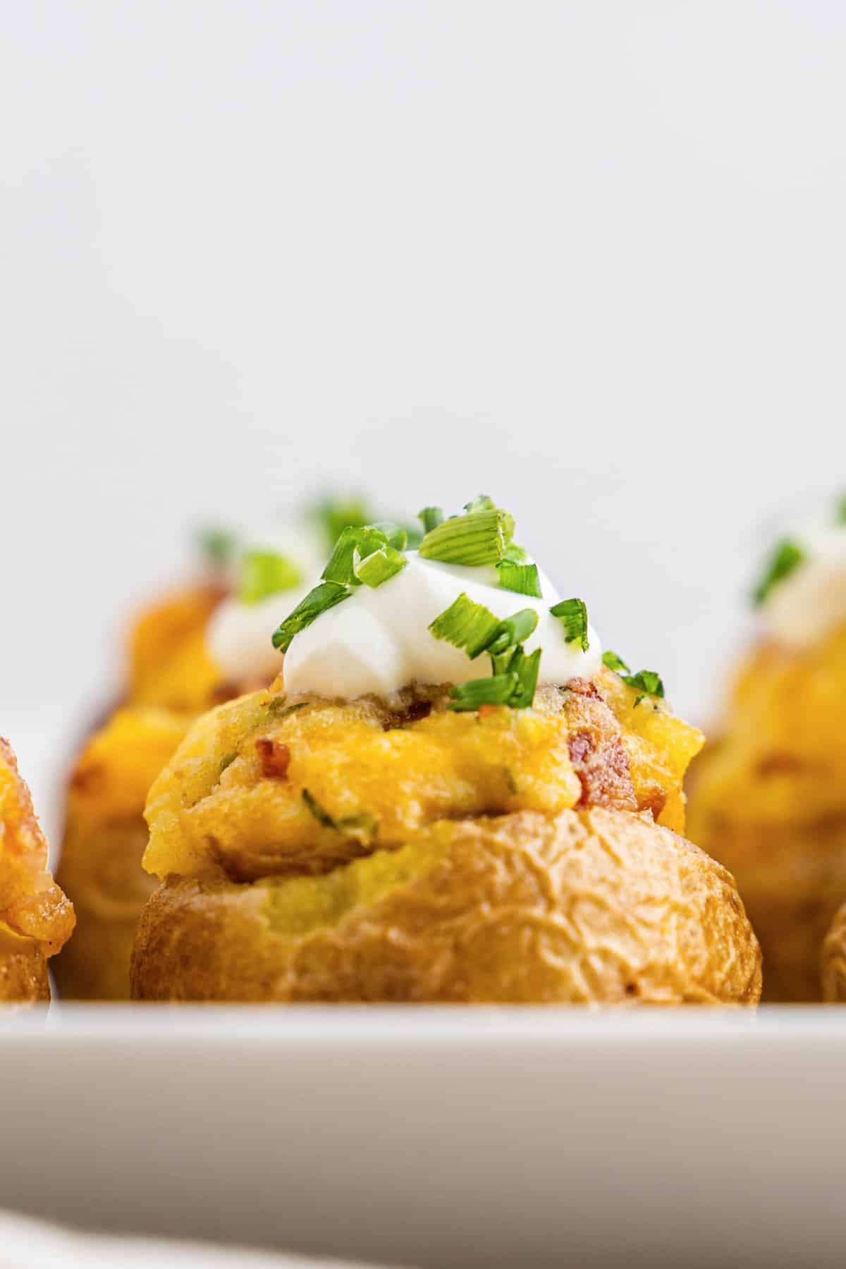Mini Twice Baked Potatoes Loaded with Sour Cream and Chives