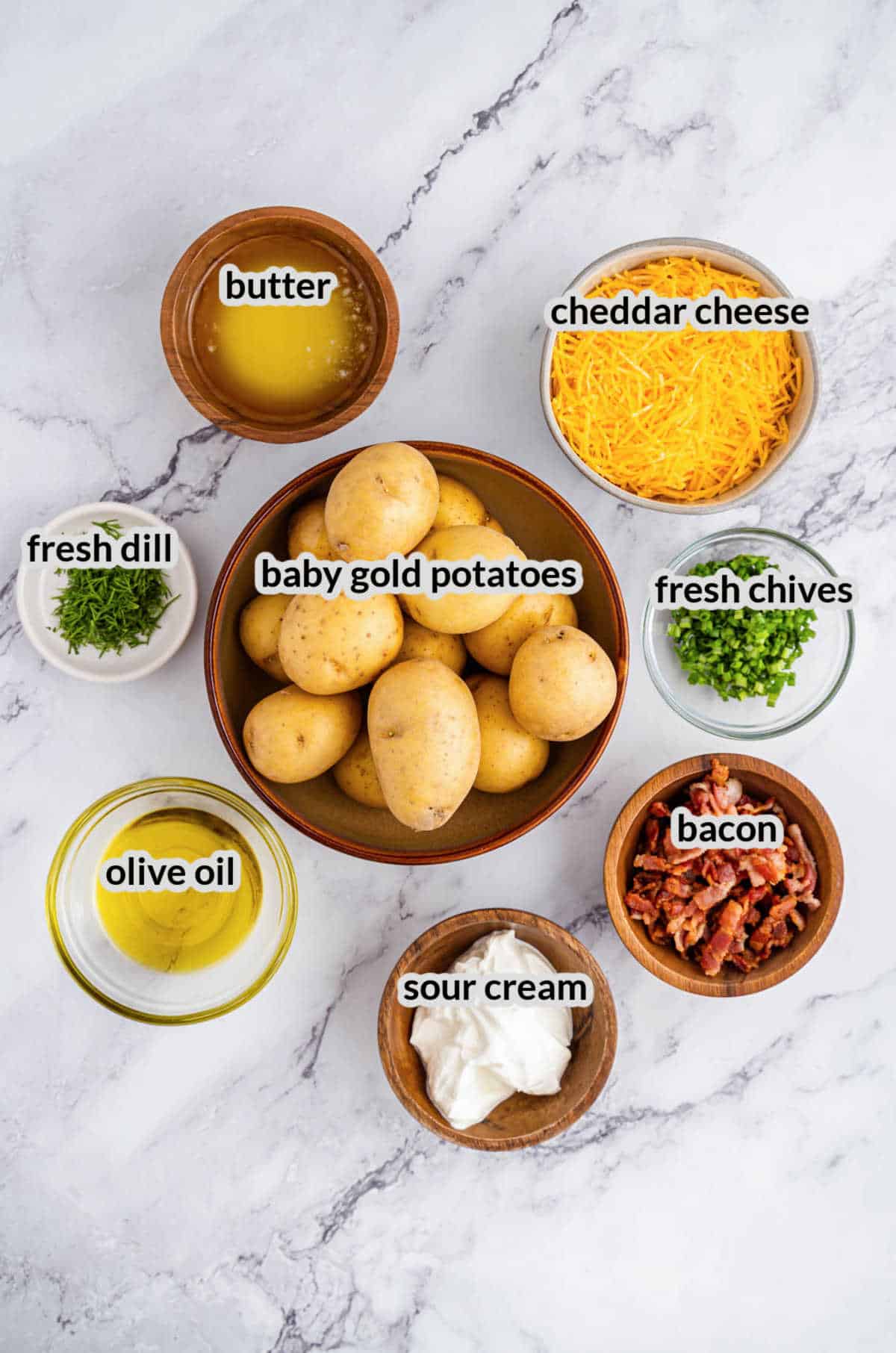 Overhead Image of Mini Twice Baked Potatoes Ingredients