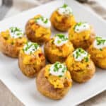 Mini Twice Baked Potatoes on serving dish
