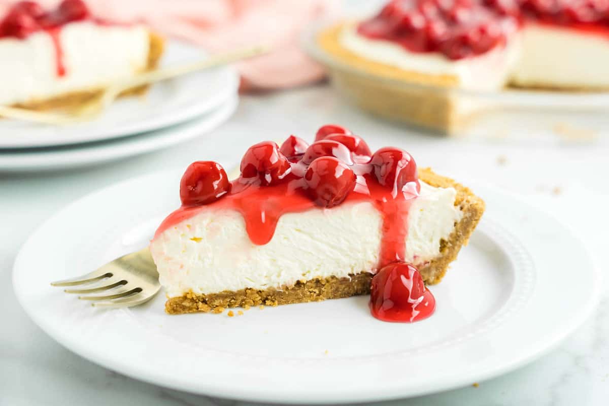 No Bake Cherry Cheesecake Sliced and Ready to Enjoy