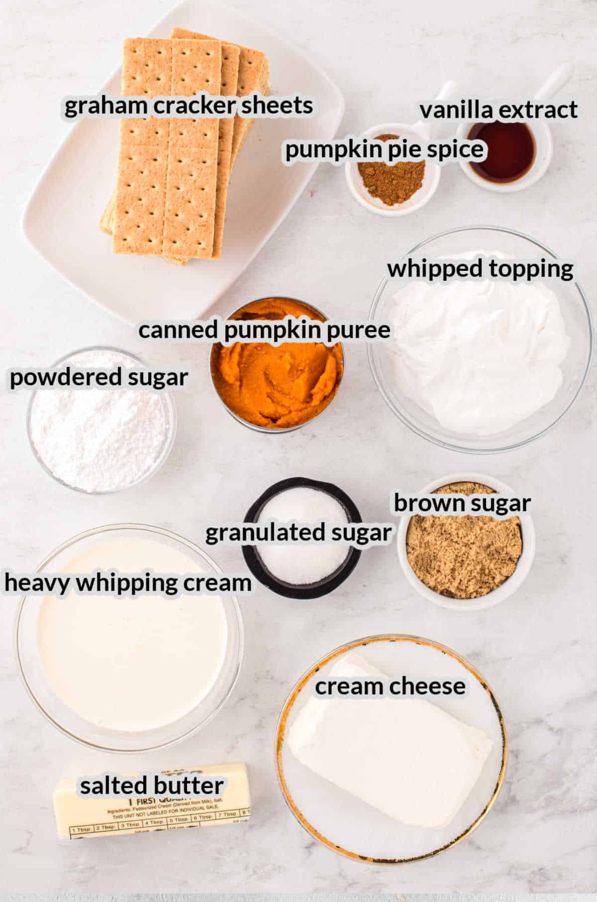 Overhead Image of Pumpkin Mousse Pie Ingredients