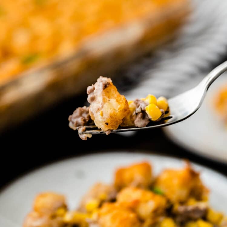 Close up image of Tater Tot Casserole Recipe