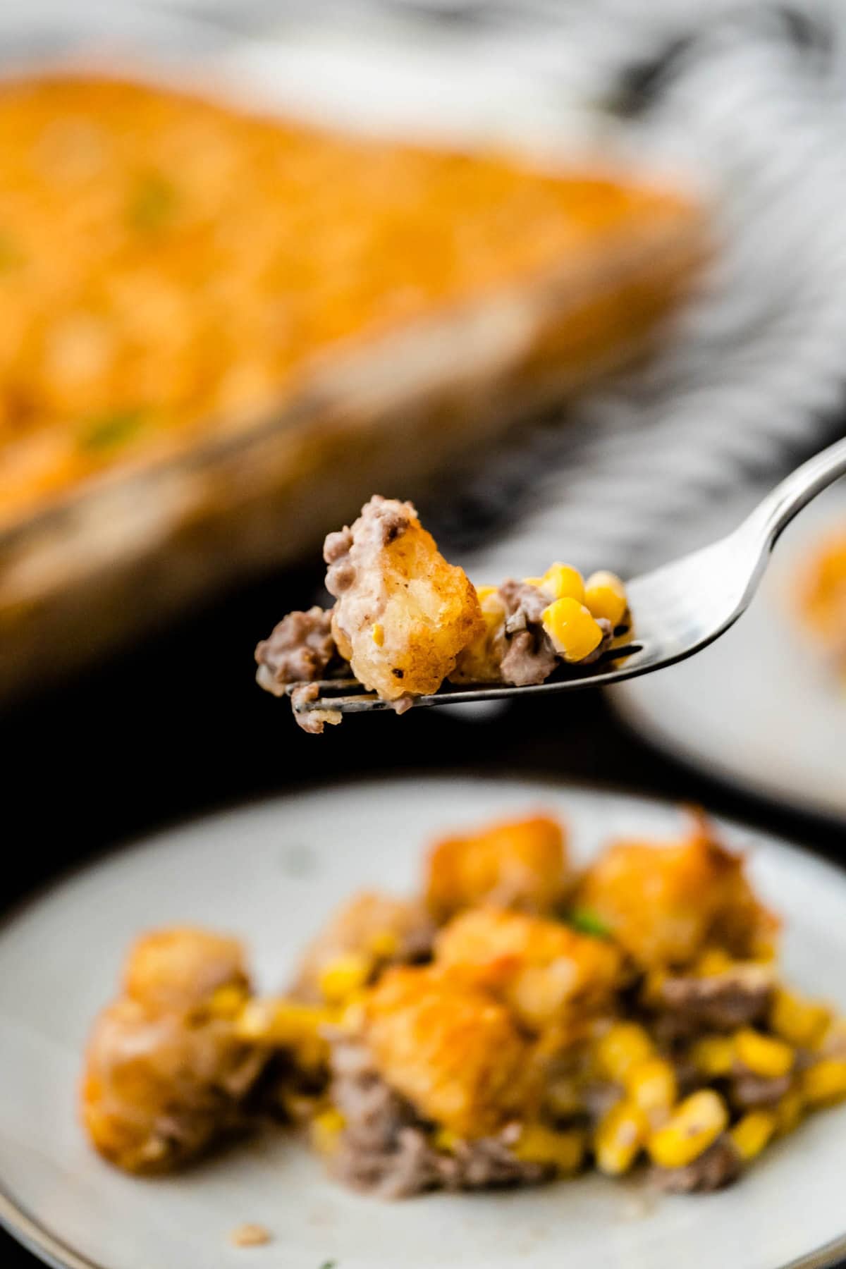 Close up image of Tater Tot Casserole Recipe