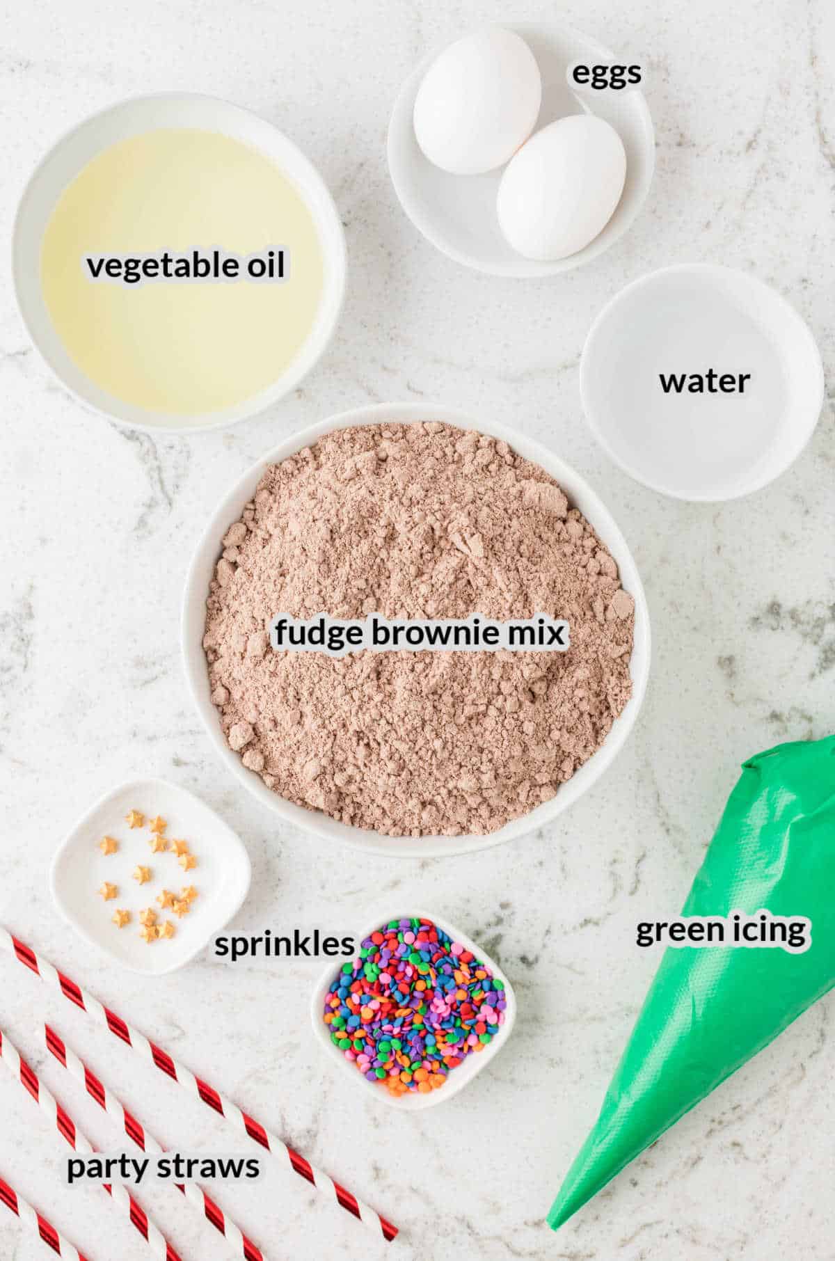 Overhead Image of the Christmas Tree Brownies Ingredients