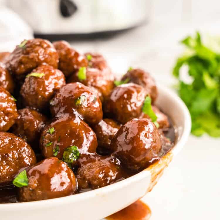 Grape Jelly Meatballs on bowl