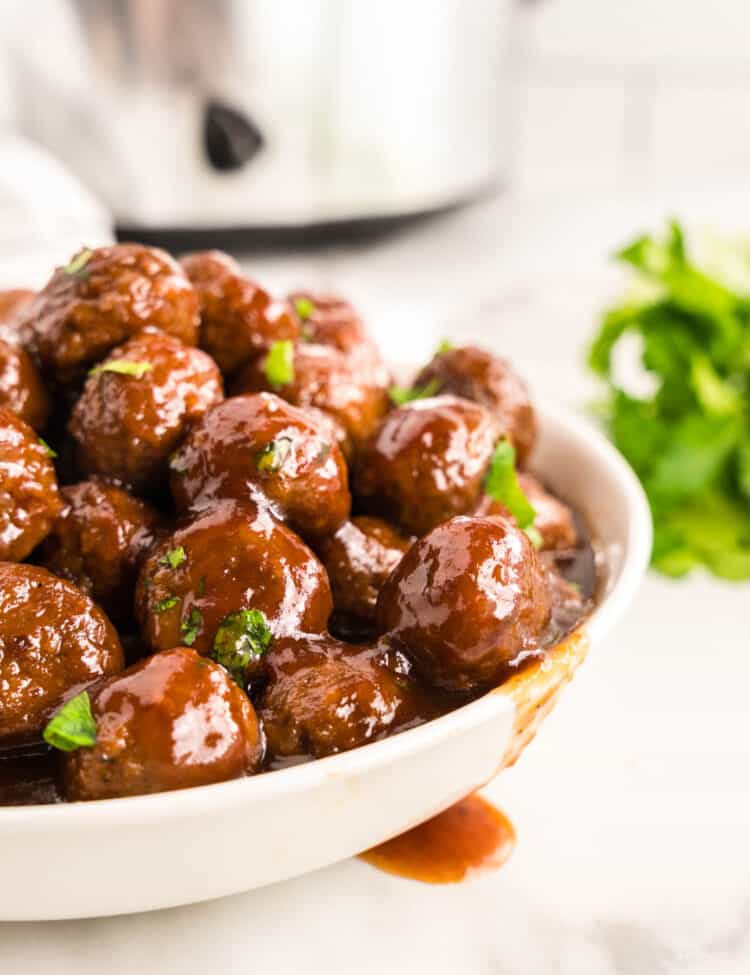 Grape Jelly Meatballs on bowl