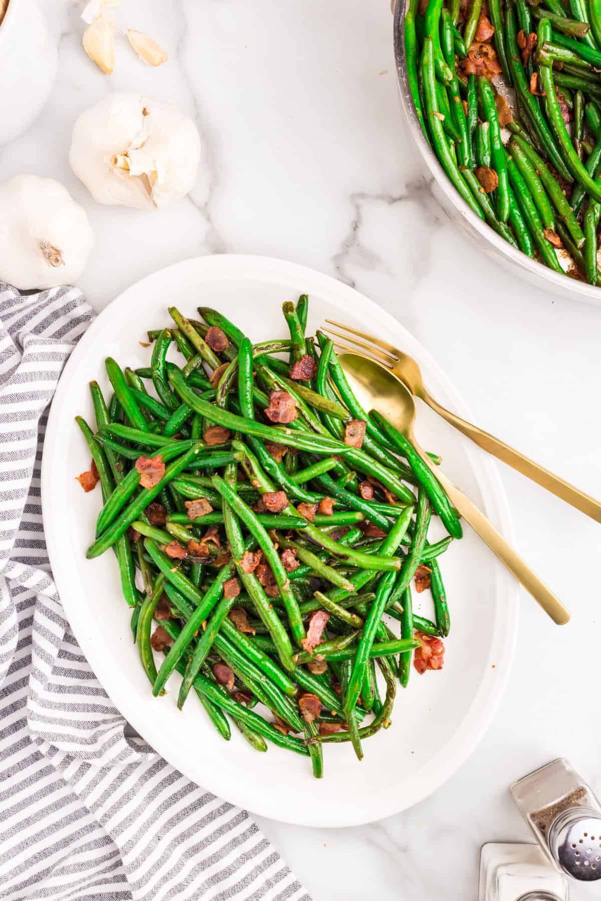 Green Beans with Bacon on plate