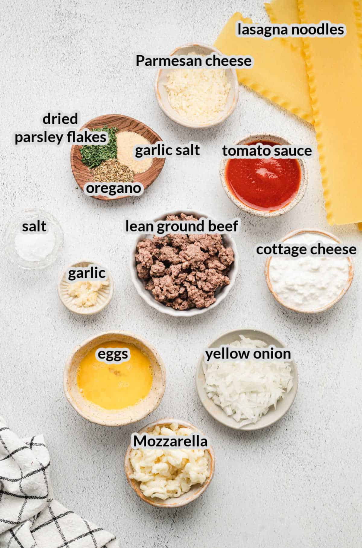Overhead Image of Lasagna Ingredients