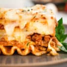 Homemade Lasagna slice on plate