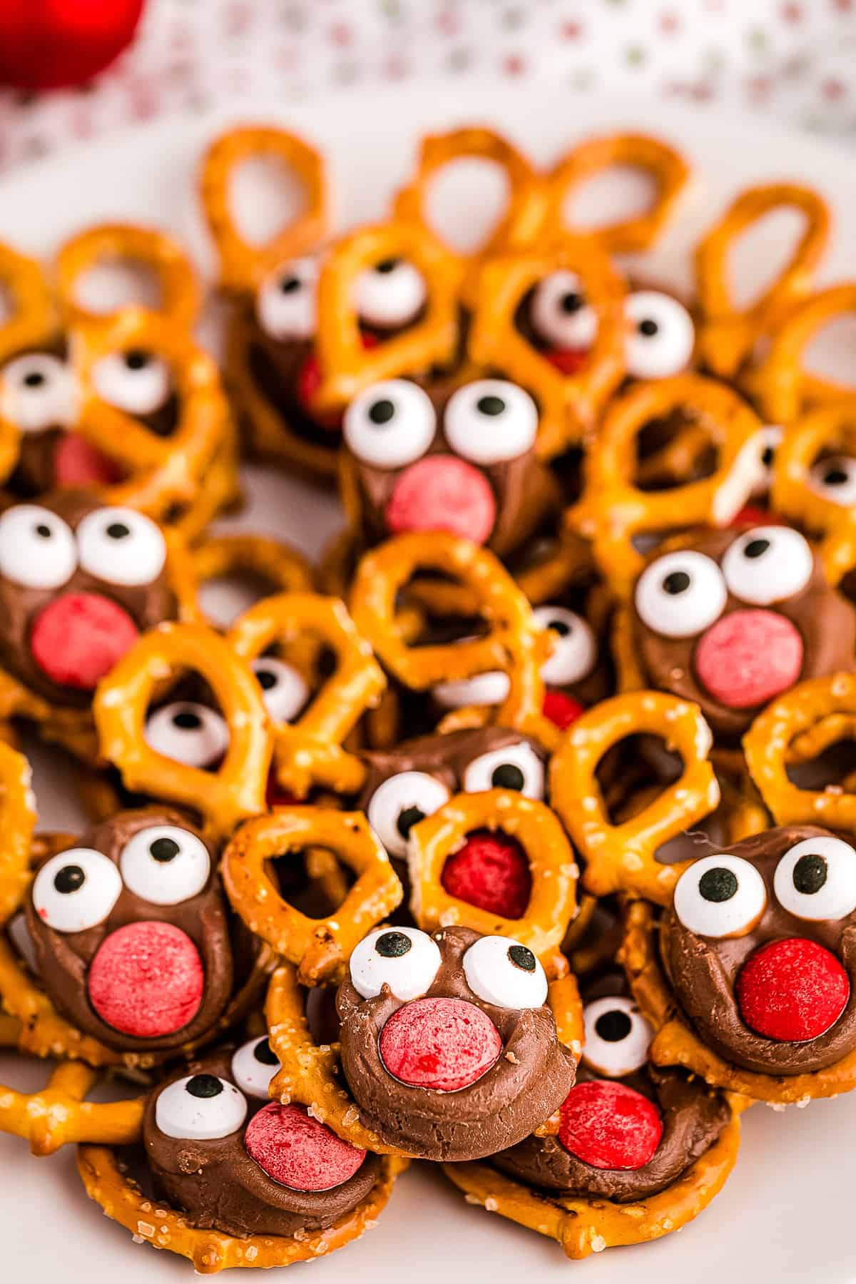 a Pile of Reindeer Pretzels close up.