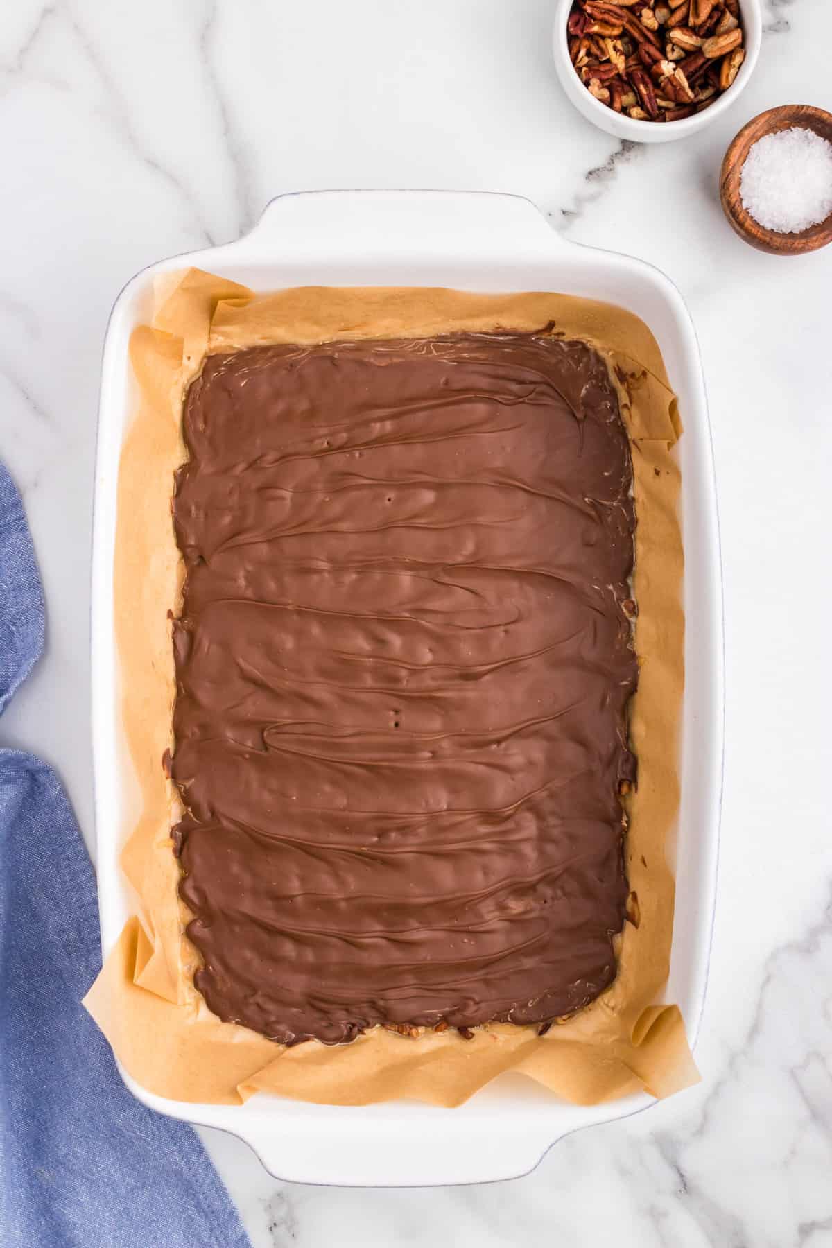 Allowing Toffee to set up in baking dish