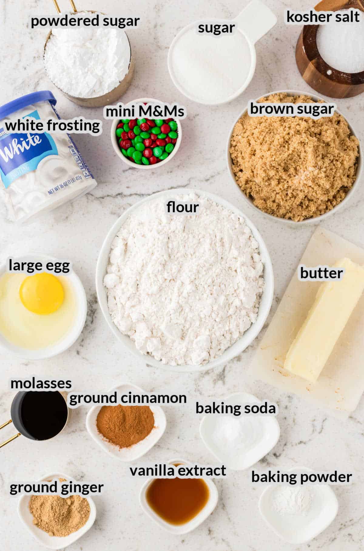 Overhead Image of the Gingerbread Cookies Ingredients
