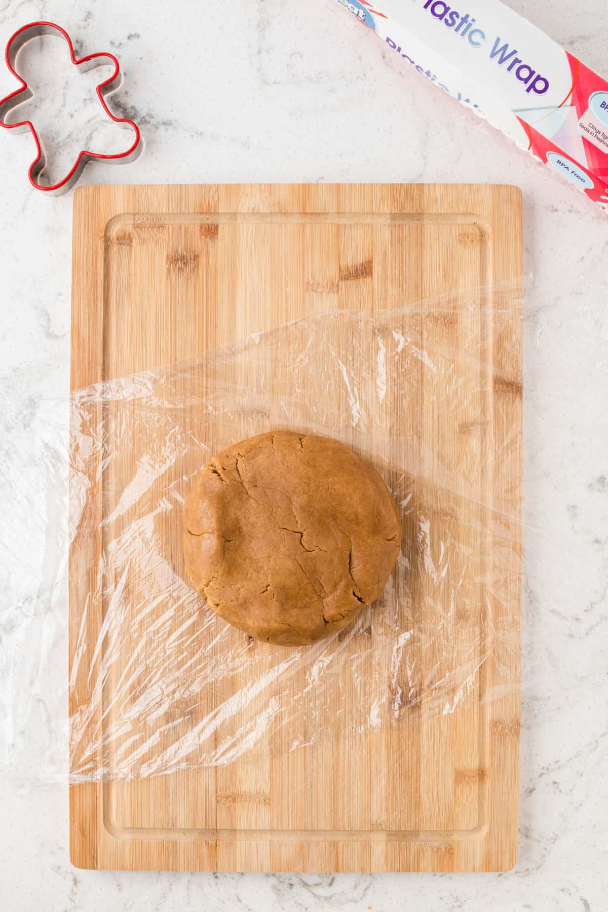 Once the dough has chilled over night take it out of the refrigerator and cut in half.