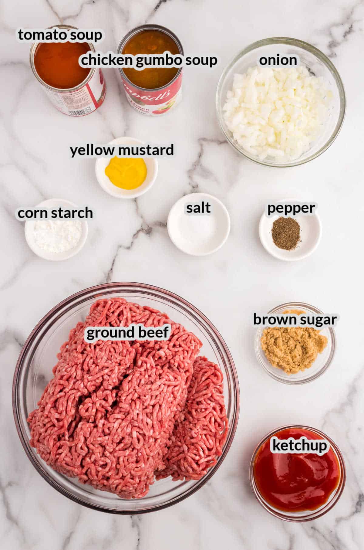 Overhead Image of Large Batch Sloppy Joes Ingredients