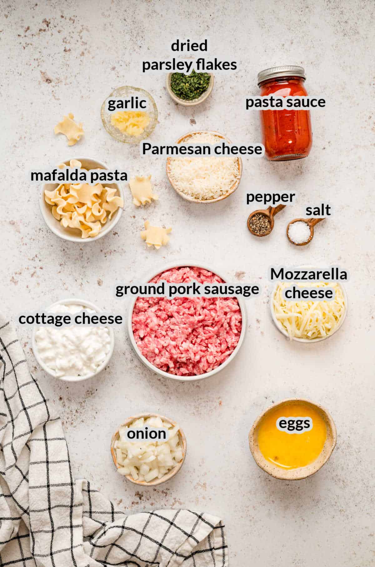 Overhead Image of Lasagna Casserole Ingredients