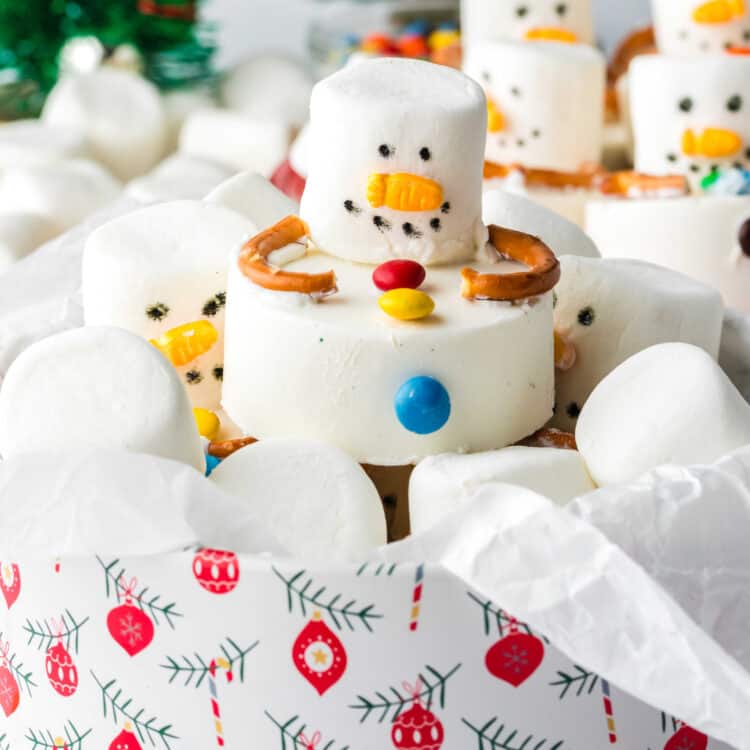 No Bake Melting Snowman Cookies Square Image