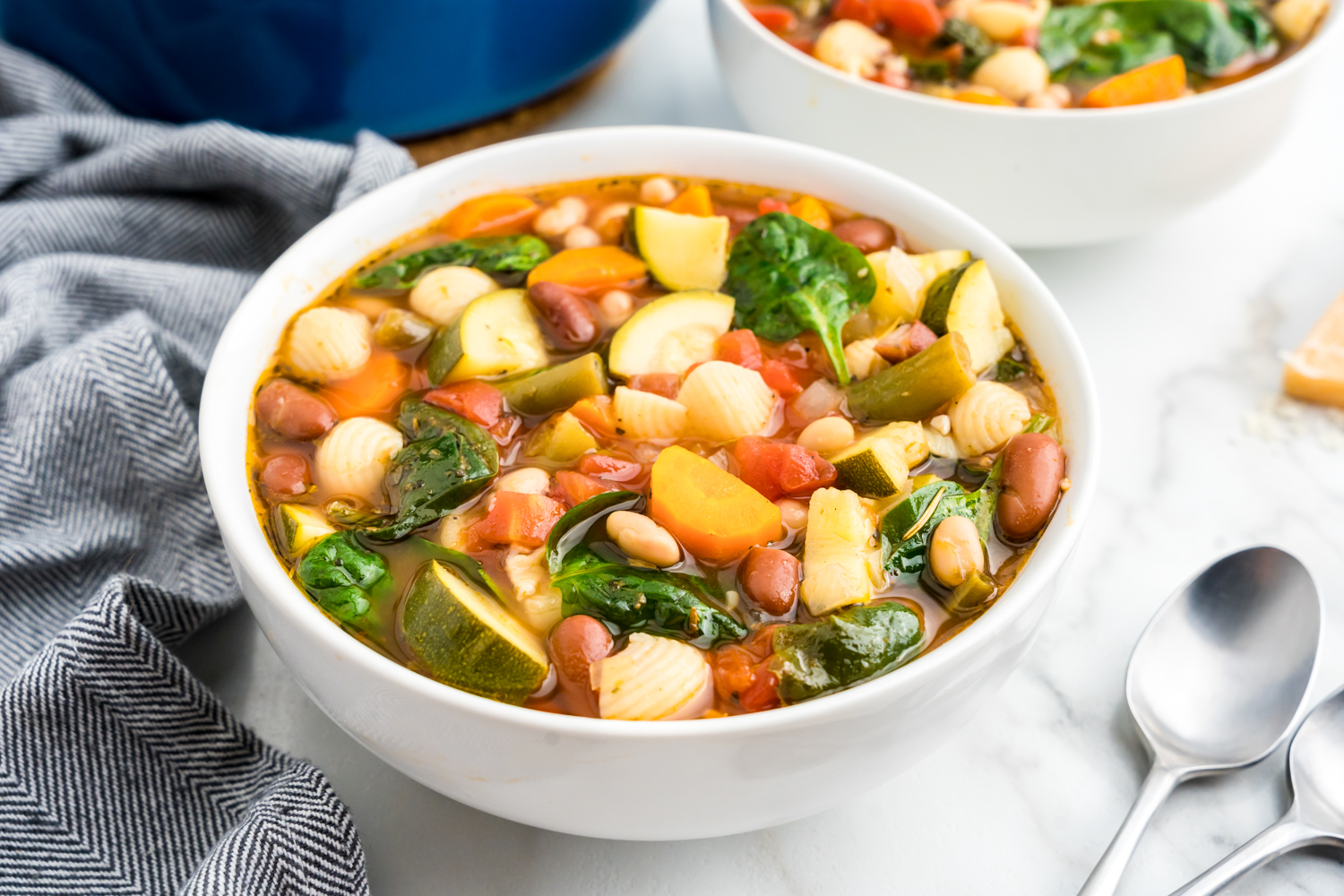 Minestrone Soup in bowl ready to enjoy