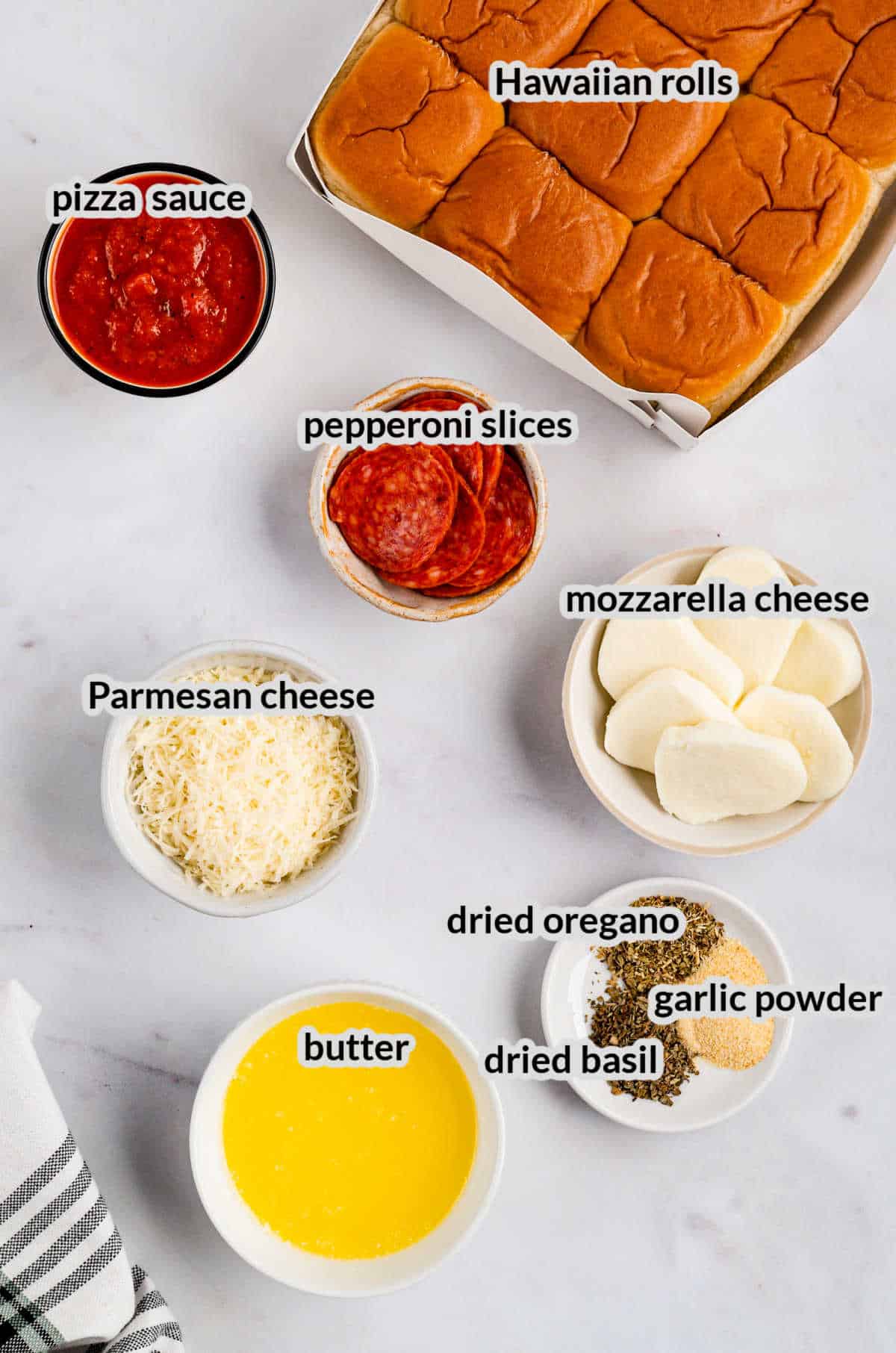 Overhead Image of Pizza Sliders Ingredients