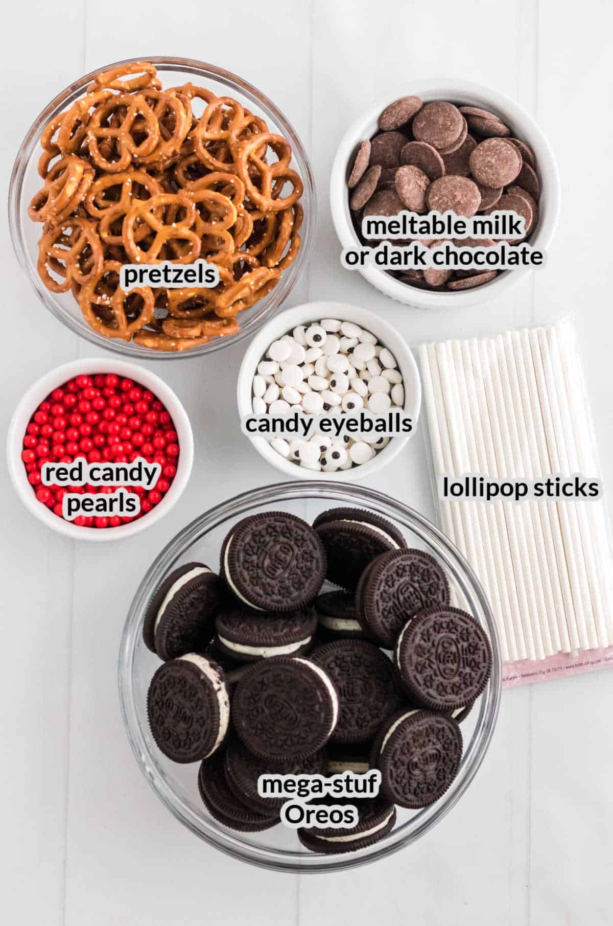 Overhead Image of the Reindeer Oreo Pops Ingredients