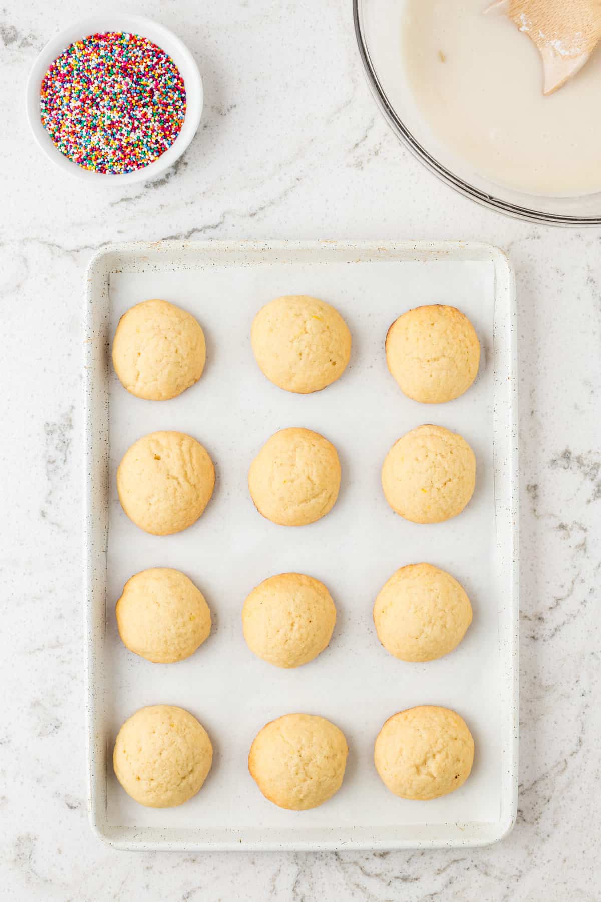 Cookies Cooked and Cooling on the Baking Sheet.