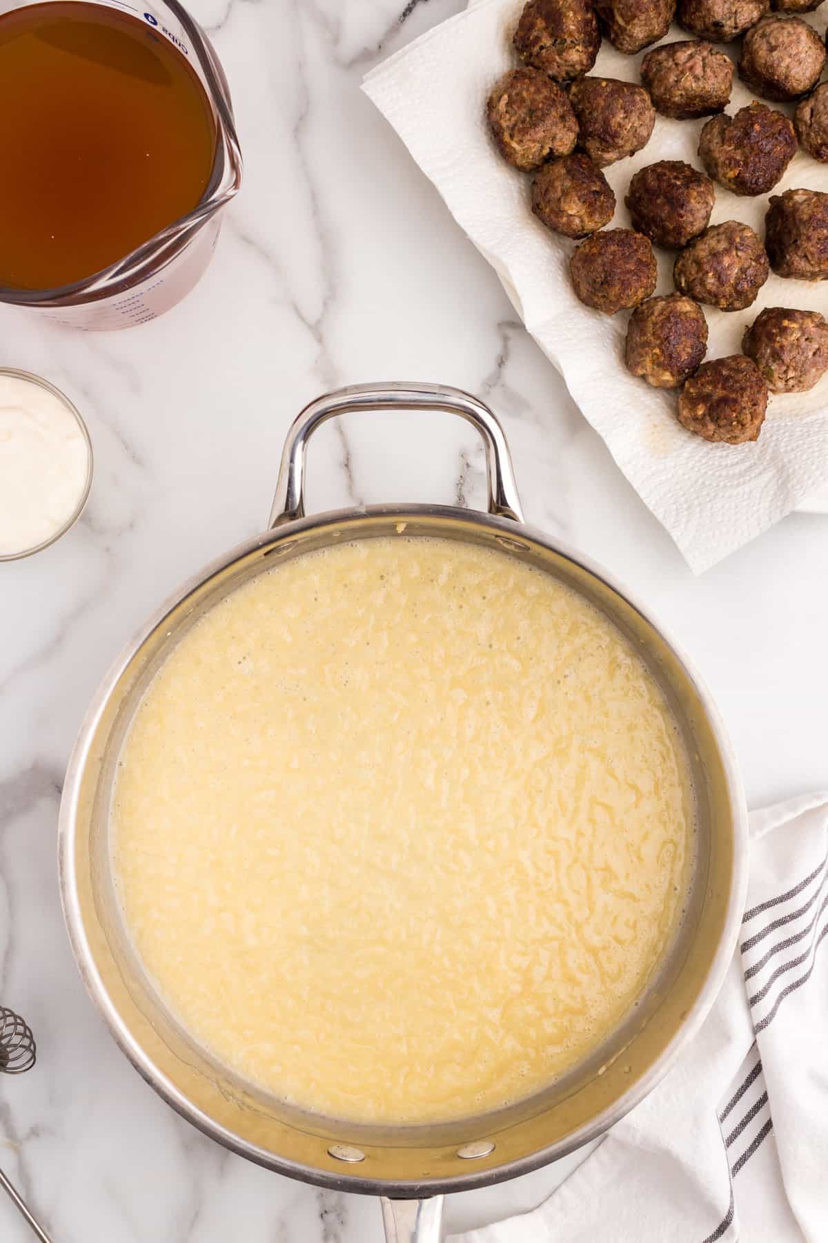 Skillet with melted butter for gravy