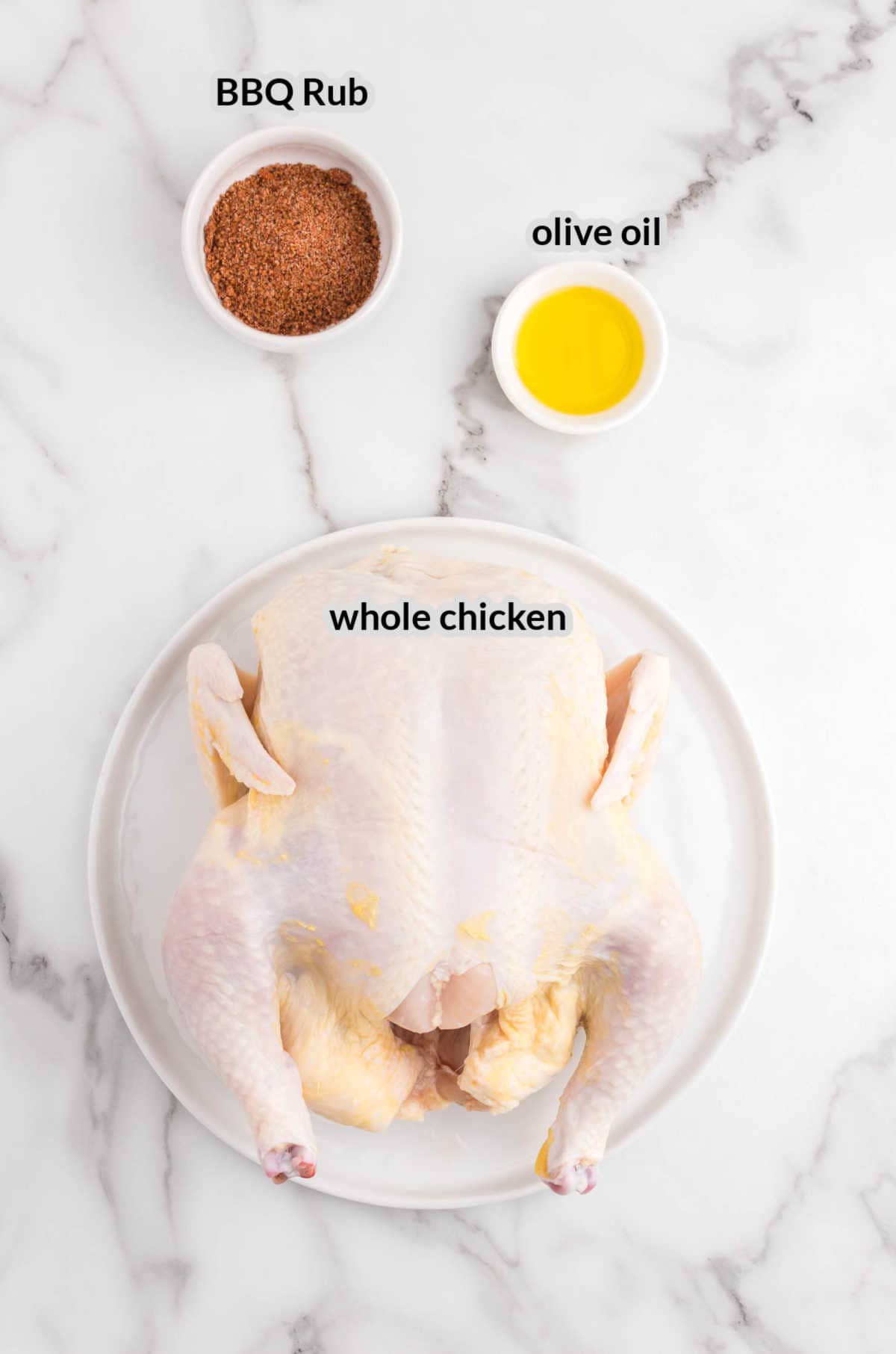 Overhead Image of Air Fryer Whole Chicken Ingredients