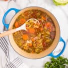 Cabbage Vegetable Soup in pot with spoon