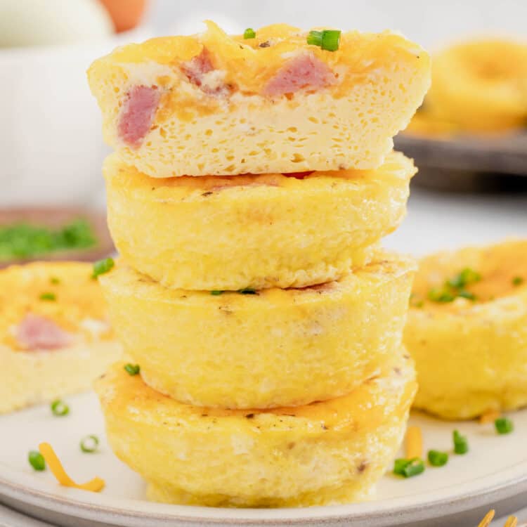 Egg Muffin Recipe stacked on plate