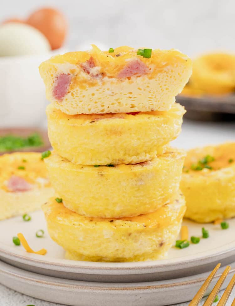 Egg Muffin Recipe stacked on plate