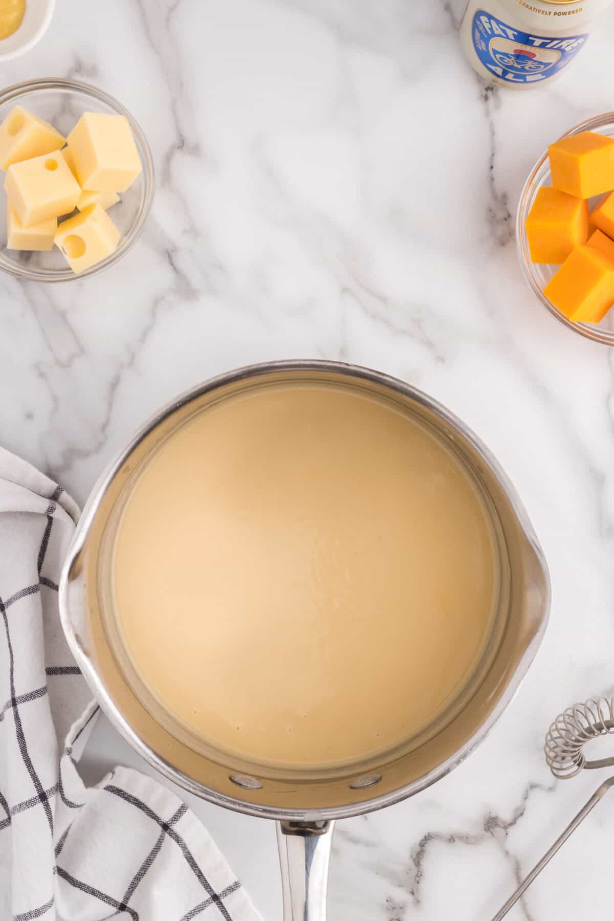 Beer Cheese Dip in medium saucepan