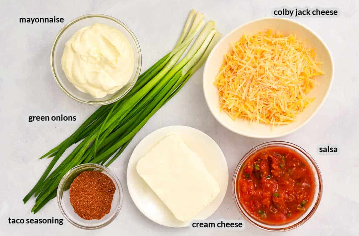 Layered Taco Dip Ingredients overhead