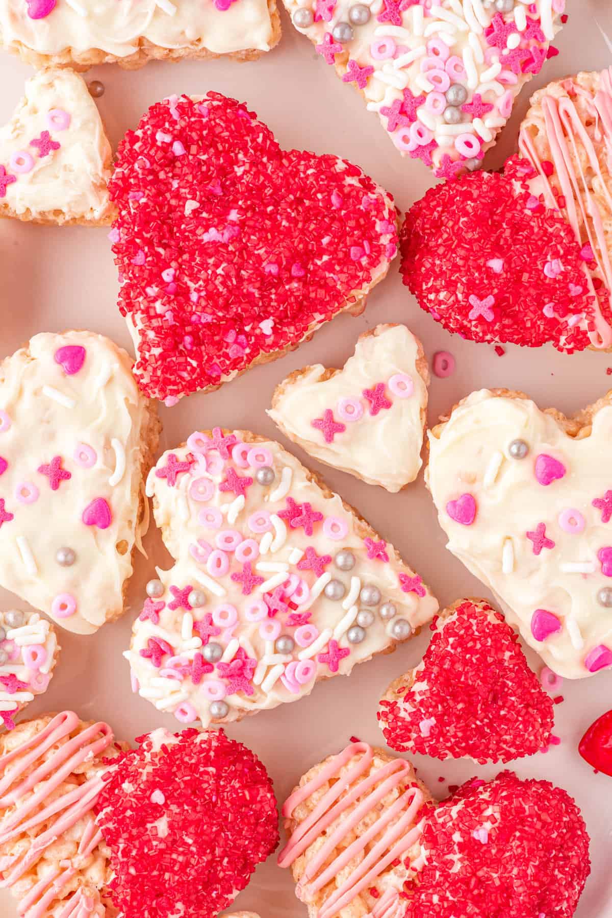 Overhead image of Valentine's Rice Krispie Treats