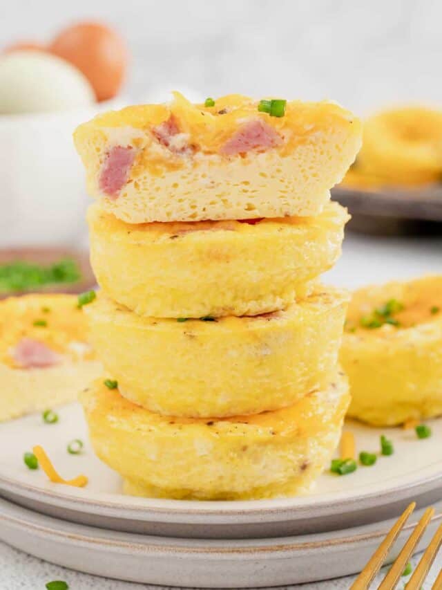 Egg Muffin Recipe stacked on plate