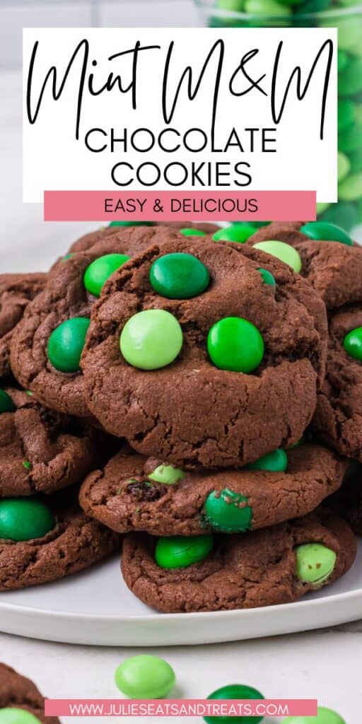 Mint M&M Chocolate Cookies JET Pinterest Image