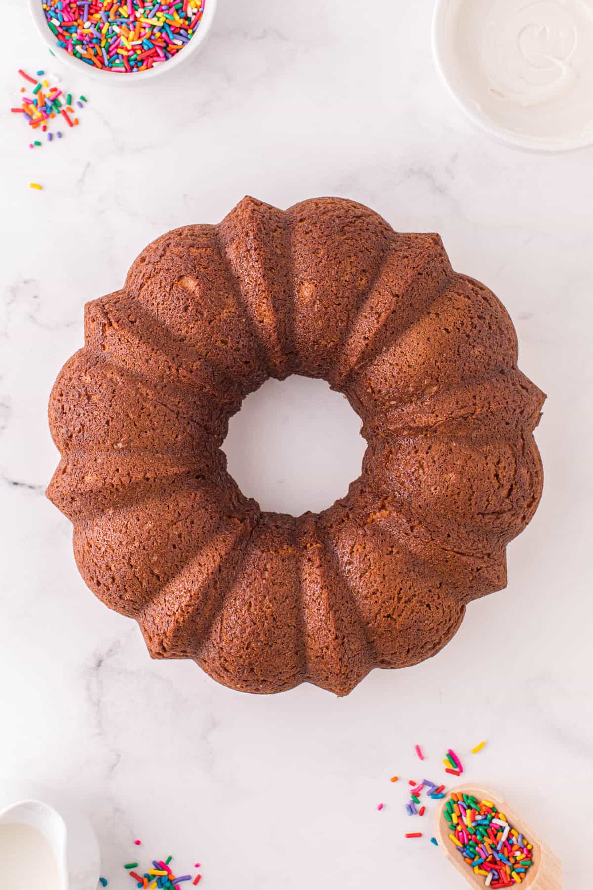 Bundt cake completely cooked and cooled.