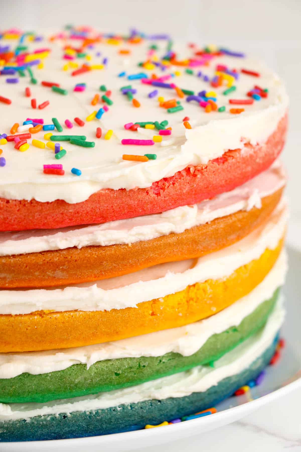 Add sprinkles of your choice on the top layer of frosting.
