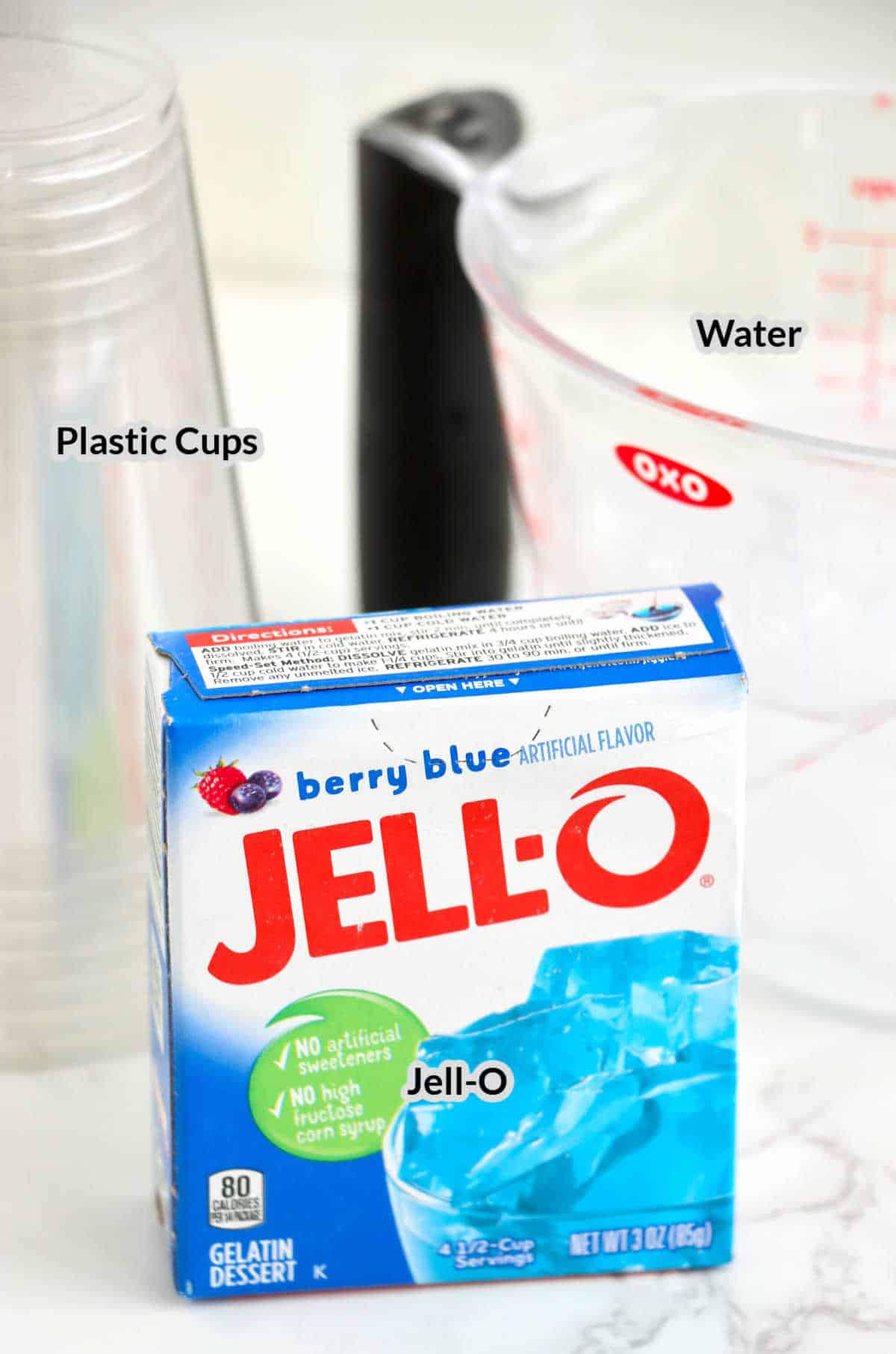 Overhead Image of the Rainbow Jell-O Cups Supplies