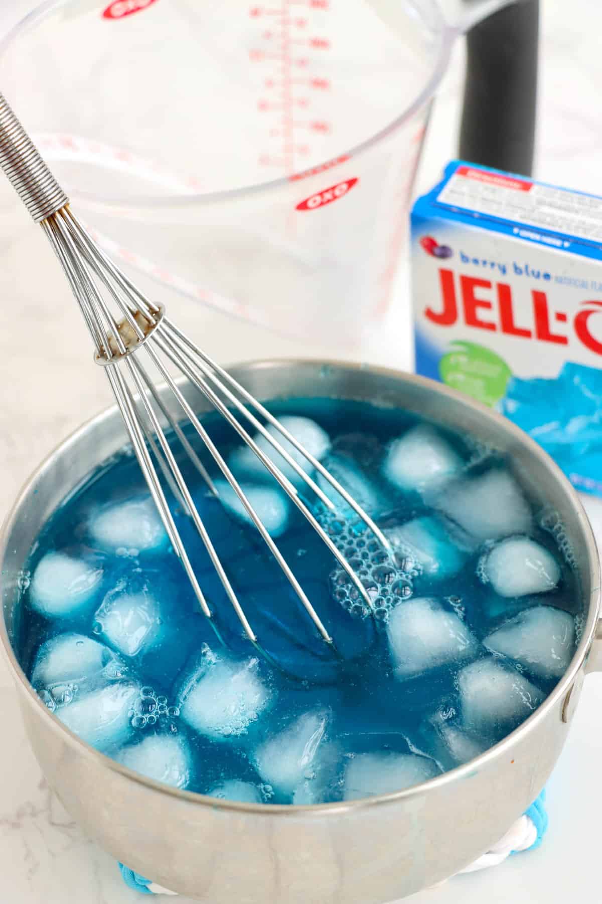 Ice Cubes in jello to cool faster.