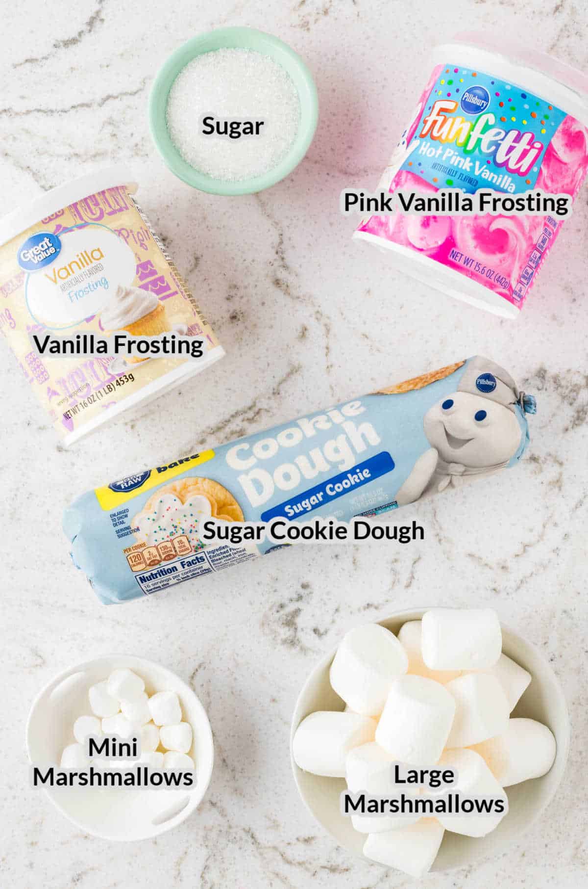 Overhead Image of the Bunny Butt Cookies Ingredients