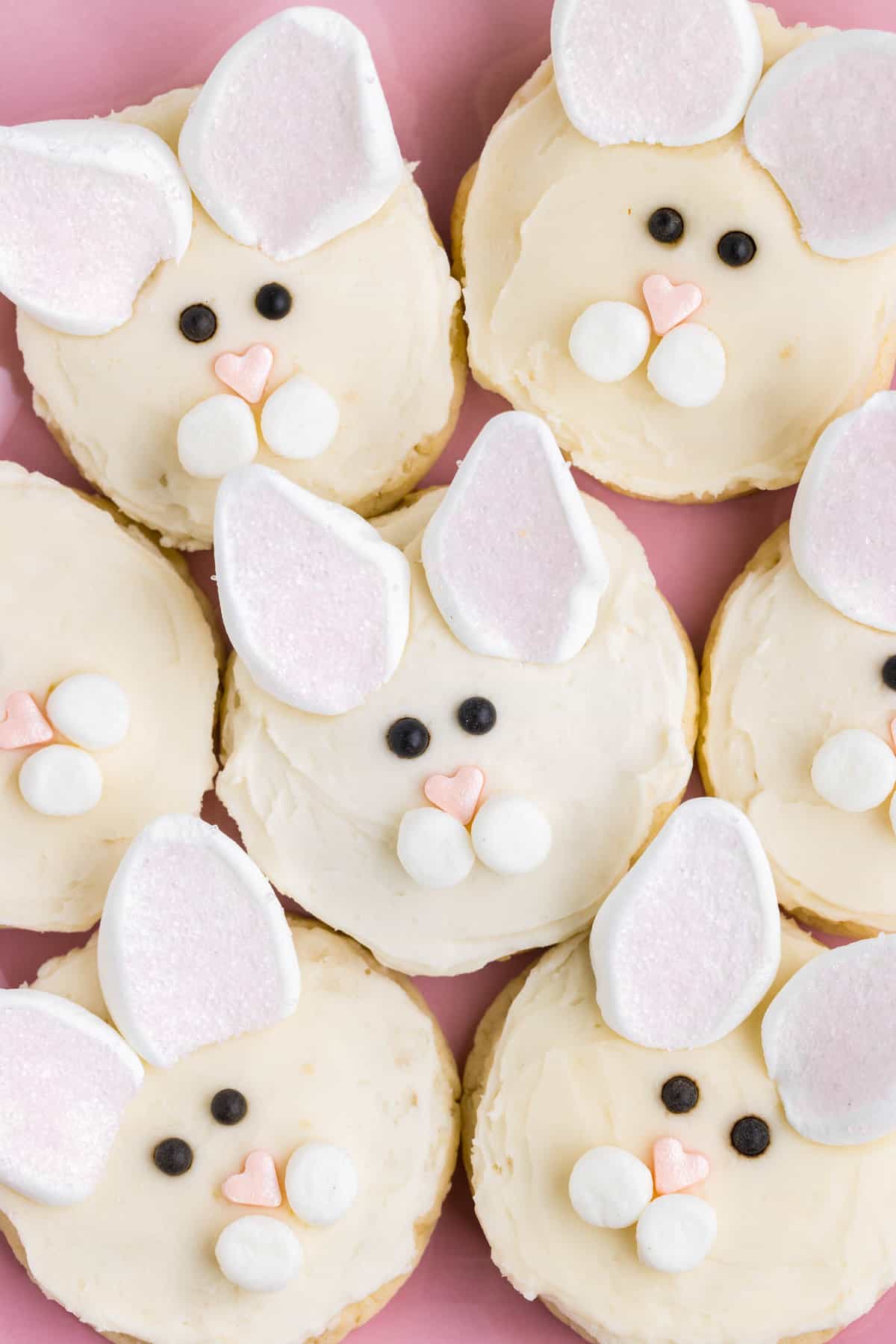 Close up photo of Bunny Face Cookies.