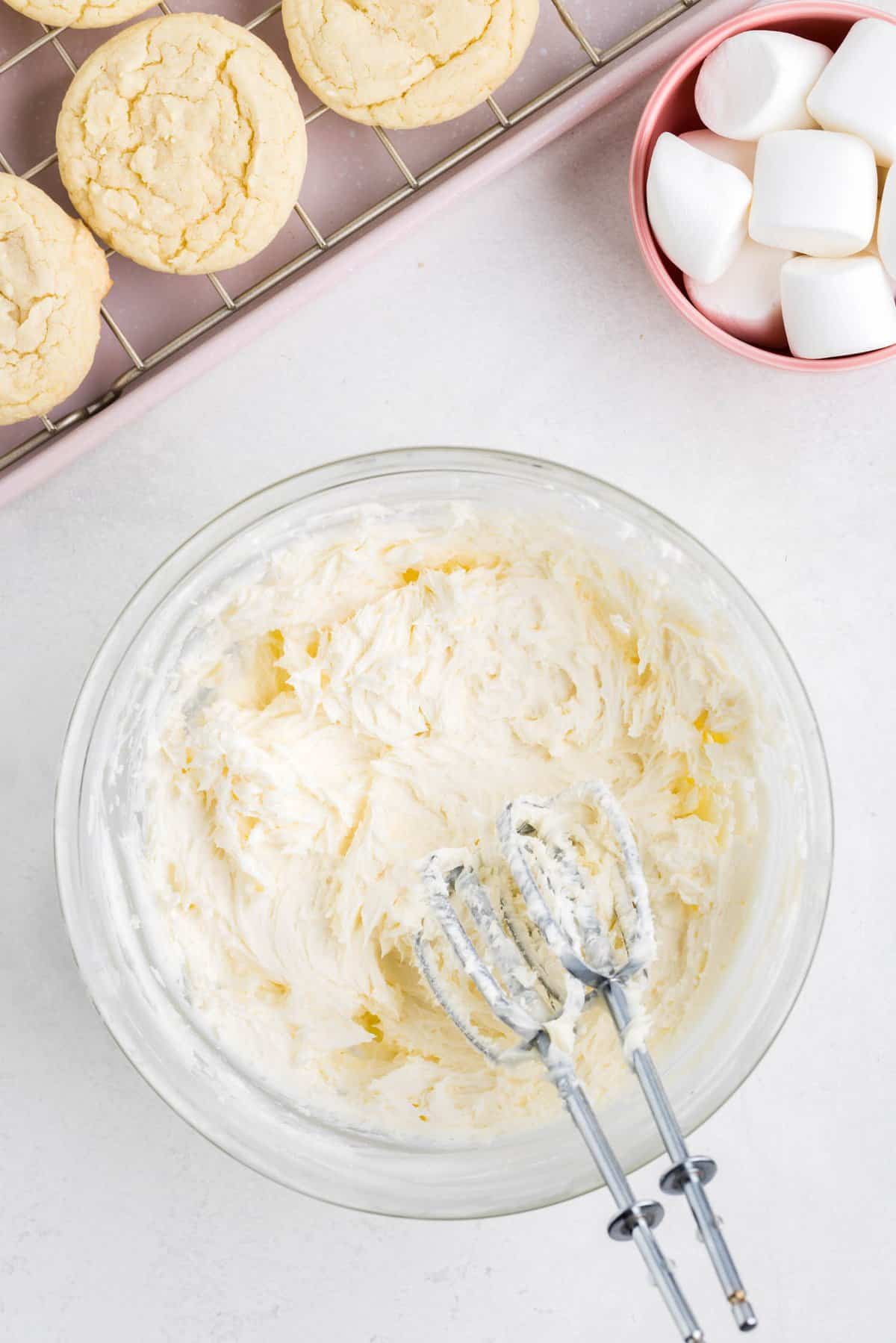 Add powdered sugar, vanilla, salt and milk to the bowl. Beat until well combined.