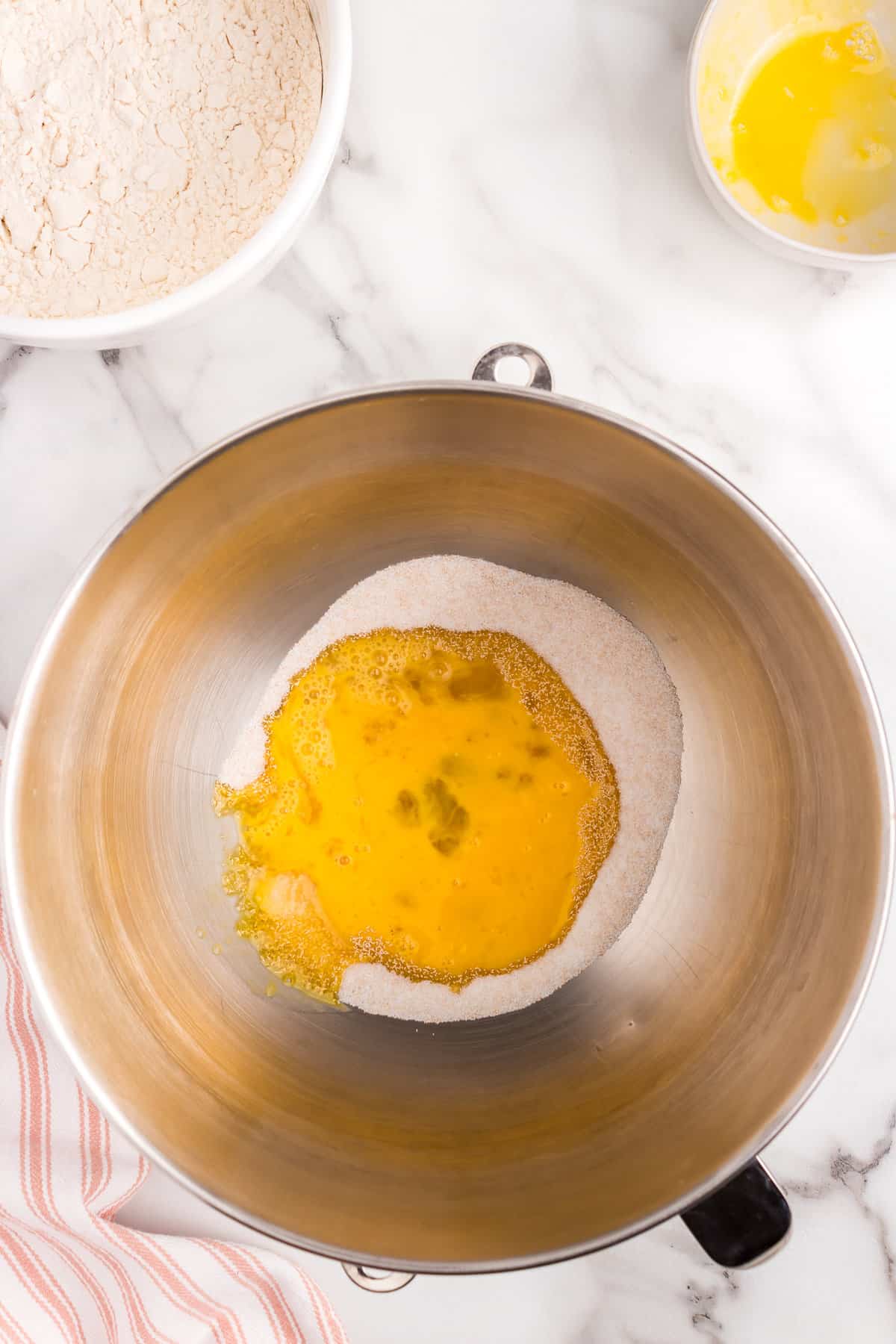 Ingredients for Easter Bread in mixing bowl