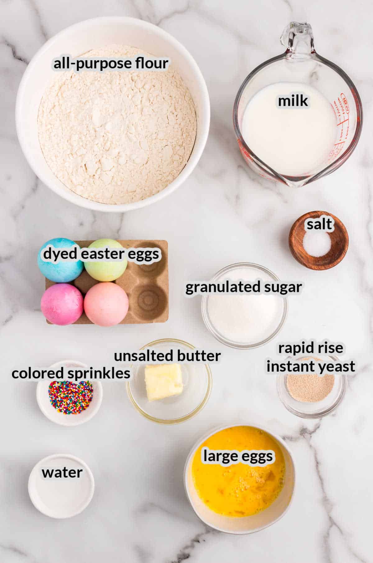 Overhead Image of Easter Bread Ingredients