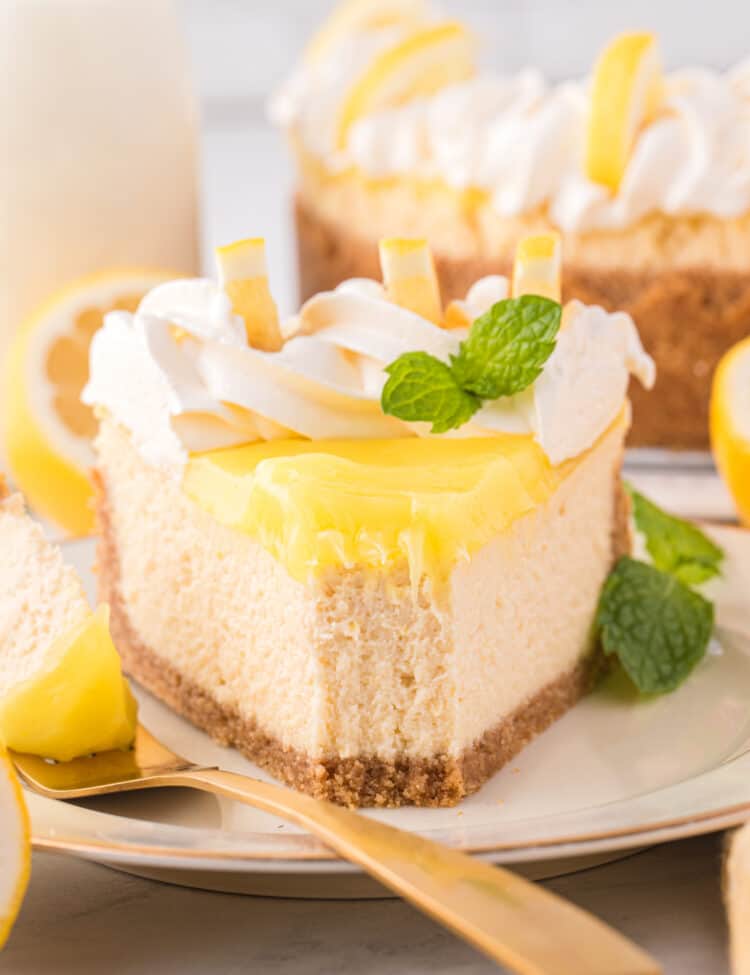 Lemon Cheesecake slice on plate