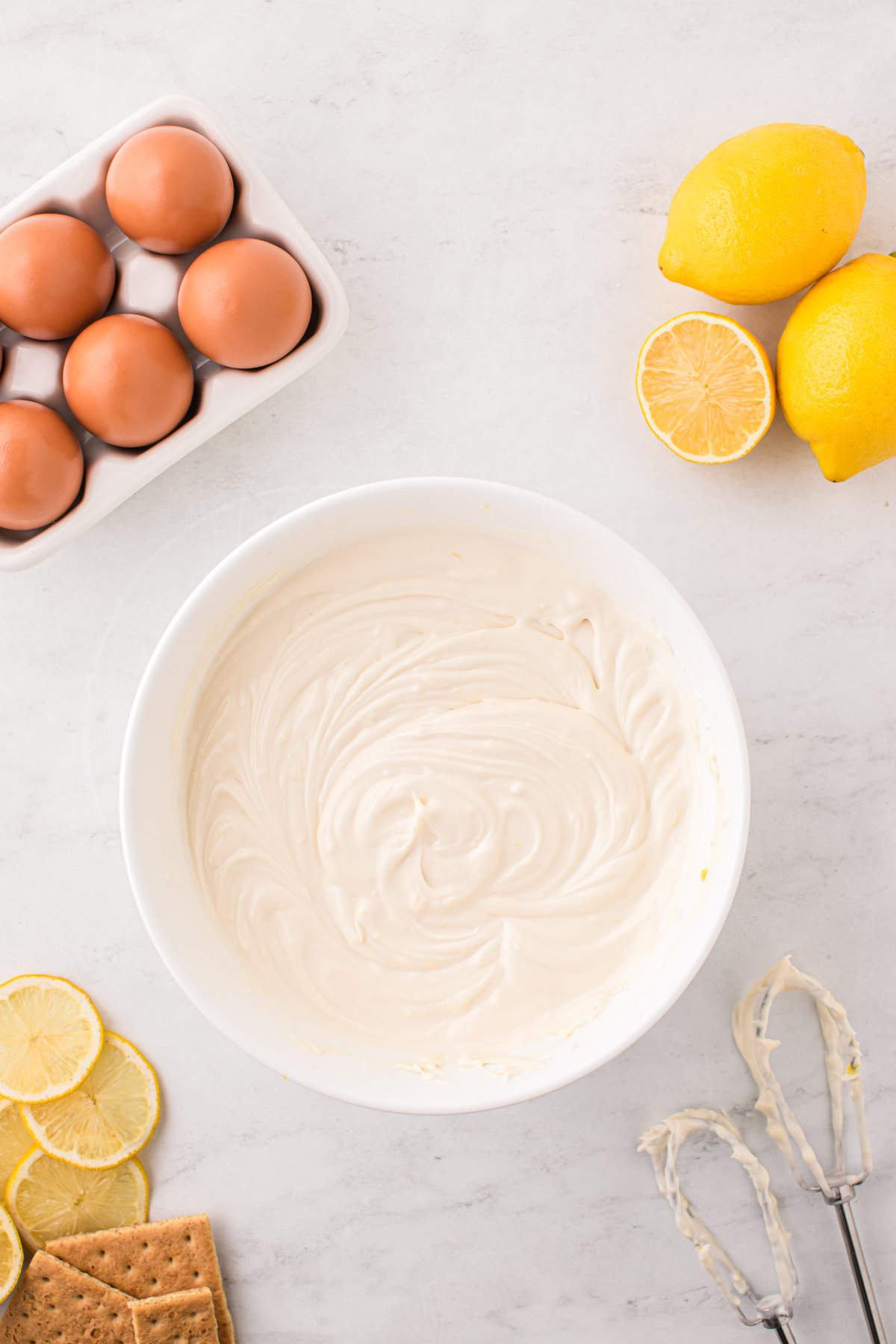 Blended ingredients for Lemon Cheesecake