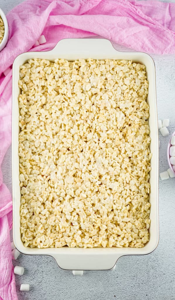 Rice Krispies padded out into a pan.