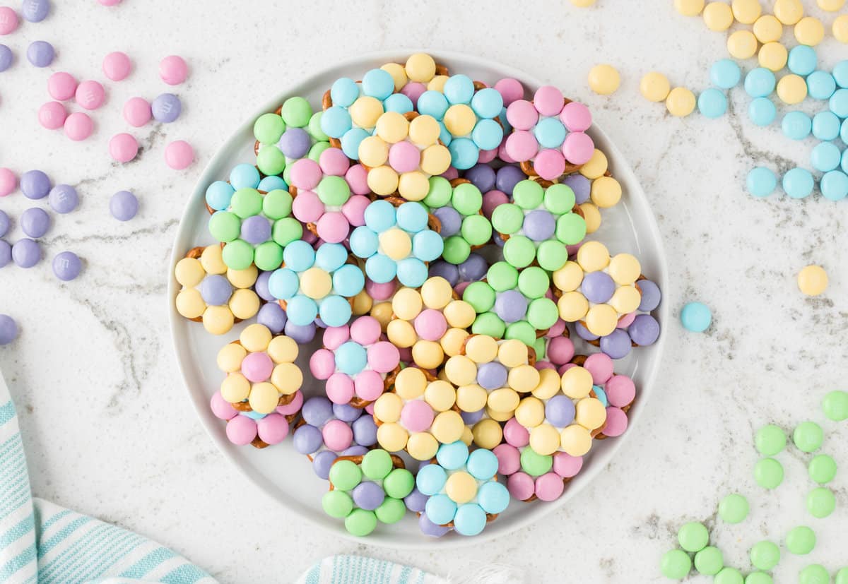 Bowl full of Flower Pretzel Bites.