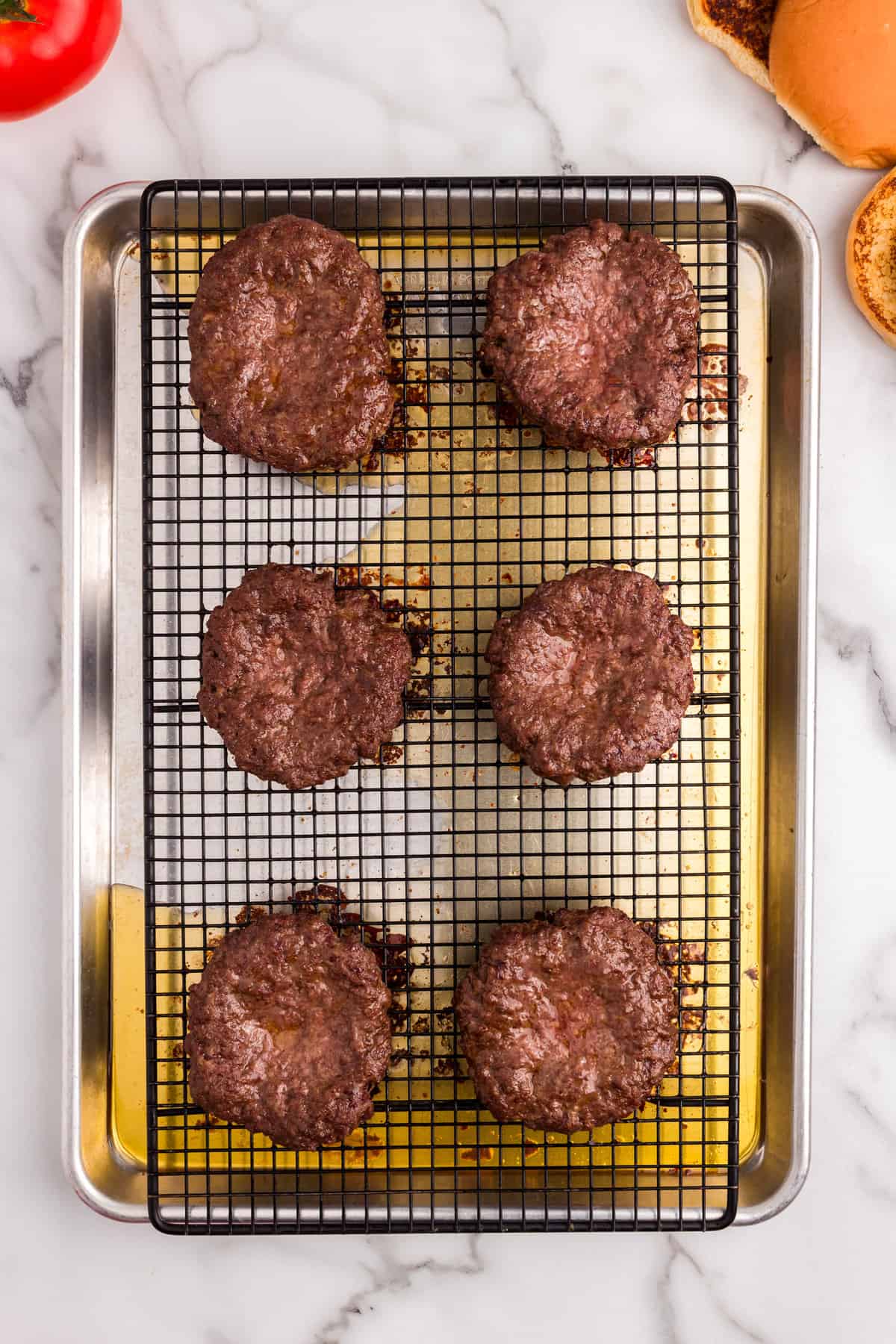 Baked Hamburgers on cooking grate